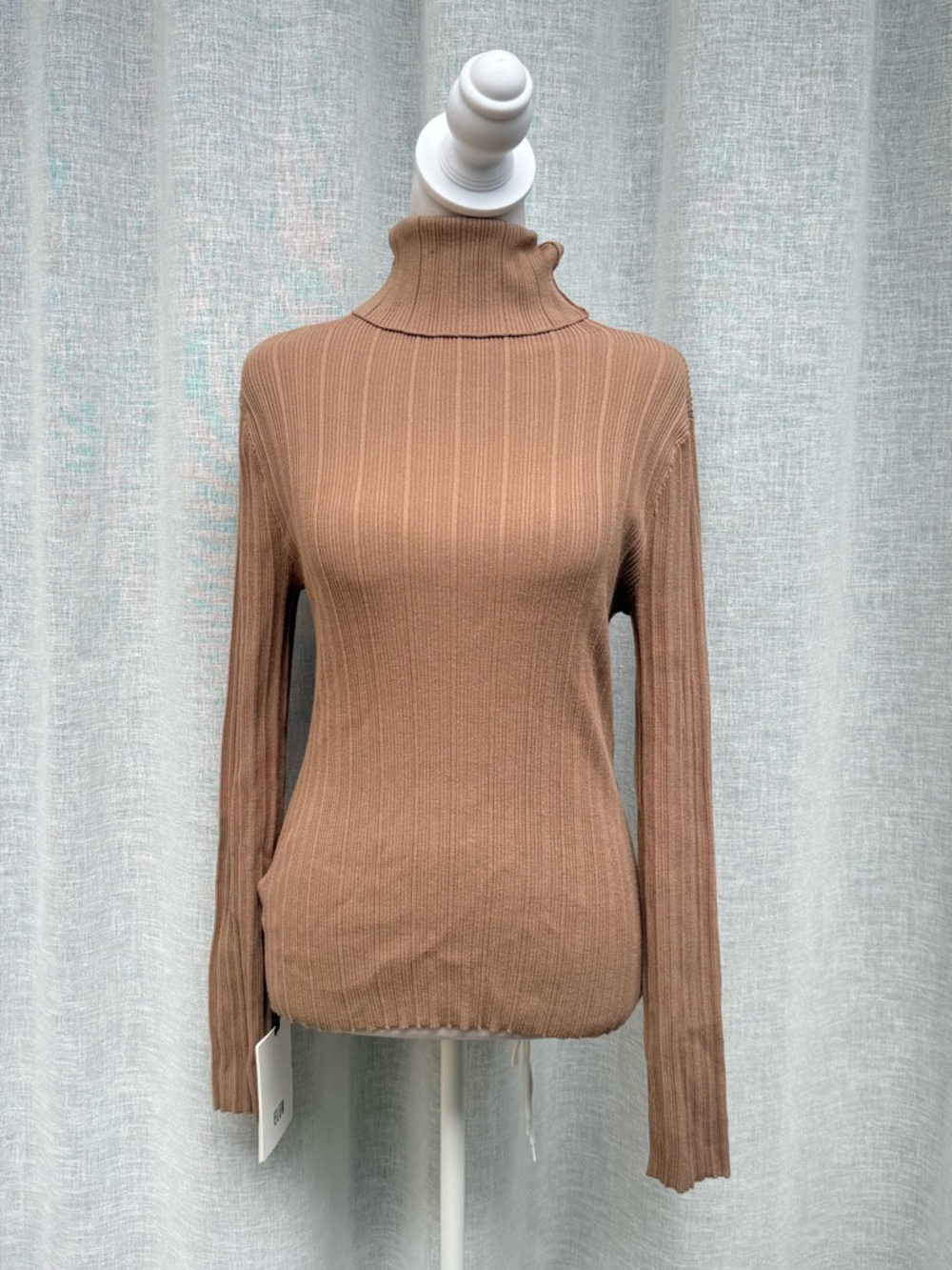 ELEH tan ribbed turtleneck sweater top